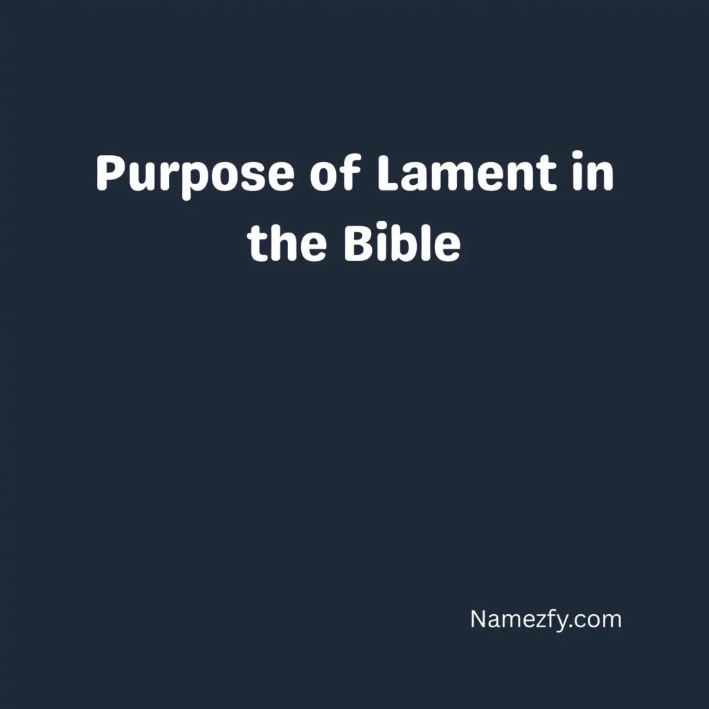 Purpose of Lament in the Bible