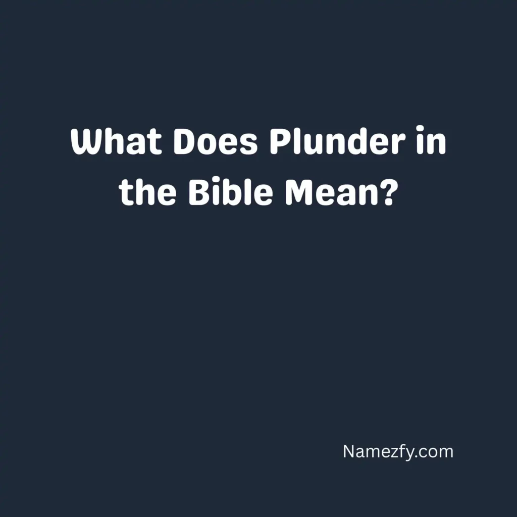 What Does Plunder in the Bible Mean